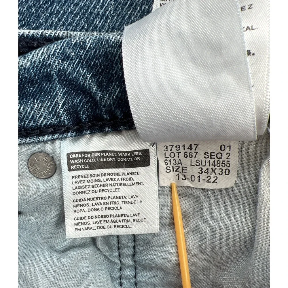 Levis Jeans 34x30 511 Slim Fit Mens Medium Wash Blue Distressed Classic Denim
